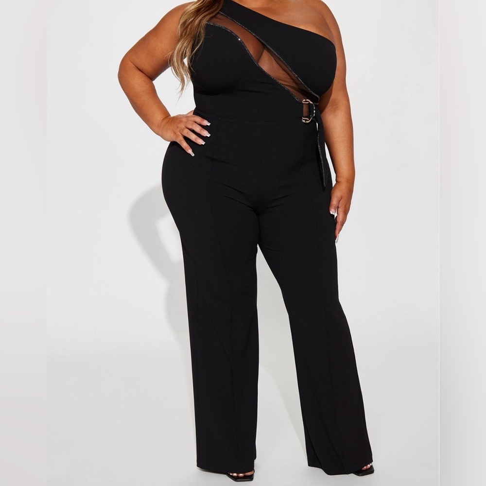 Fashion Nova Black Belted Jumpsuit